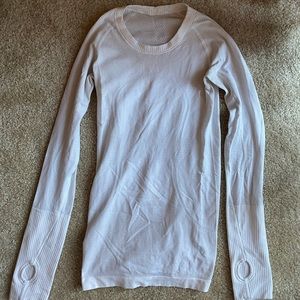 white longsleeve workout shirt lululemon